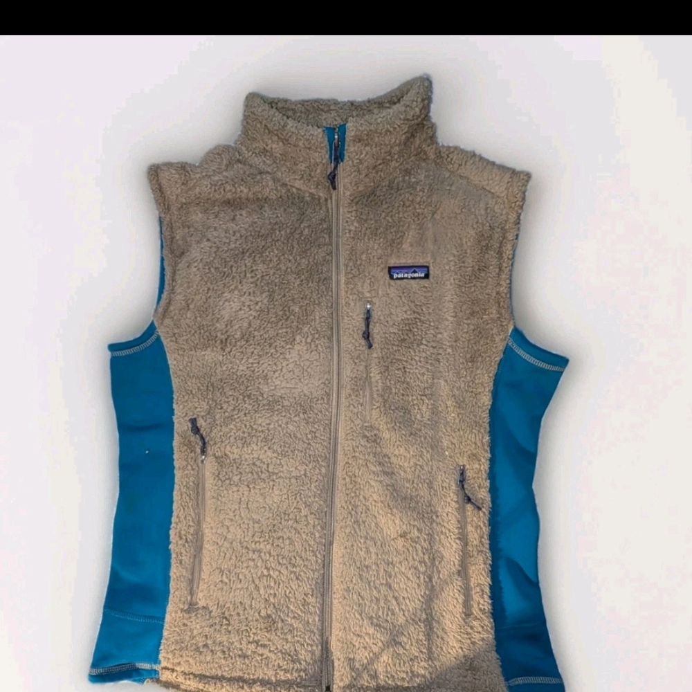 Patagonia Tan and Blue Fleece Vest